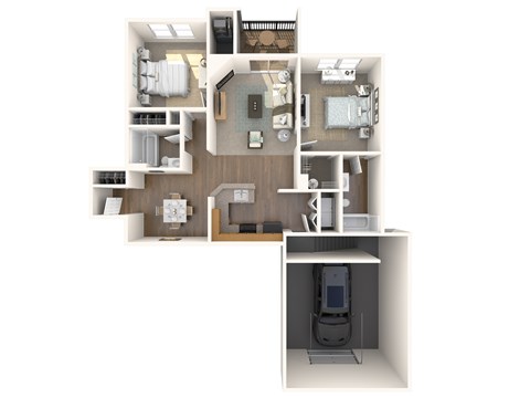 Floor plan for 2 beds, 2 baths, 1172 sqft